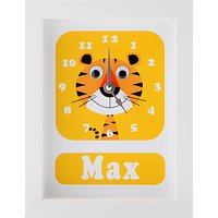 Stripey Cats Personalised Terrance Tiger Framed Clock, 23 X 18cm