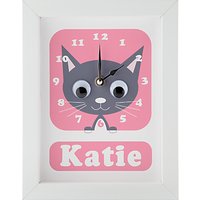 Stripey Cats Personalised Kirsty Kitten Framed Clock, 23 X 18cm