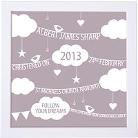 Modo Creative Personalised Clouds & Bunting Framed Print, 18 X 18cm