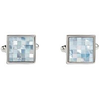 Simon Carter Check Square Mother Of Pearl Cufflinks, Blue/Metallic