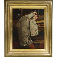 Rijksmuseum, George Hendrik Breitner - Girl In White Kimono Framed Print, 34 X 29cm