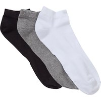 John Lewis Liner Socks, Pack Of 3, Black/Grey/White