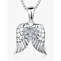 Jools By Jenny Brown Sterling Silver Pave Wings Pendant, Rhodium