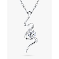 Jools By Jenny Brown Sterling Silver Cubic Zirconia S-Shape Pendant, Rhodium
