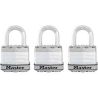 Master Lock Excell Steel 4-Pin Tumbler Cylinder Open Shackle Padlock (W)45mm Pack Of 3