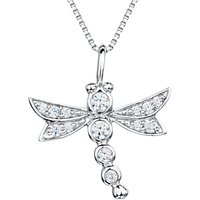 Jools By Jenny Brown Sterling Silver Pave Dragonfly Pendant, Rhodium