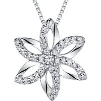 Jools By Jenny Brown Sterling Silver Pave Flower Pendant, Rhodium