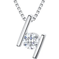 Jools By Jenny Brown Sterling Silver Cubic Zirconia Parallel Lines Pendant, Rhodium