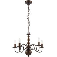 Manning Curled Gold Bronze Effect 5 Lamp Chandelier