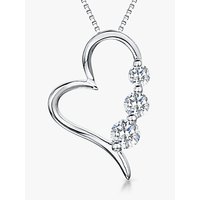 Jools By Jenny Brown Rhodium Plated Silver Cubic Zirconia Modern Heart Shaped Pendant