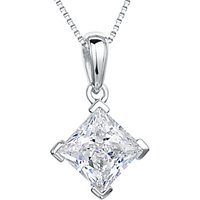 Jools By Jenny Brown Rhodium Plated Silver Cubic Zirconia Drop Square Pendant