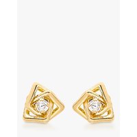 IBB 9ct Yellow Gold Cubic Zirconia Triple Square Stud Earrings, Yellow Gold