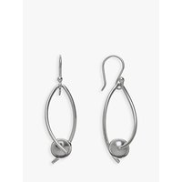 Andea Sterling Silver Loop And Ball Drop Earrings, Silver