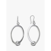 Andea Sterling Silver Oval And Ball Drop Earrings, Silver