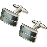 John Lewis Double Band Mother Of Pearl Cufflinks, Mother Of Pearl/Silver