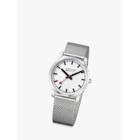 Mondaine A6383035016SBM Unisex Simply Elegant Mesh Bracelet Strap Watch, Silver/White