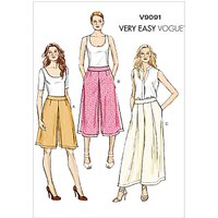 Vogue Very Easy Culottes Sewing Pattern, 9091