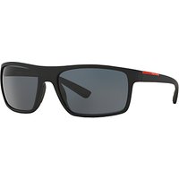 Prada Linea Rossa PS02QS Rectangular Polarised Sunglasses, Black
