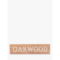 The House Nameplate Company Personalised Oak Wood House Sign, 1 Line, W40.5 X H10cm, White