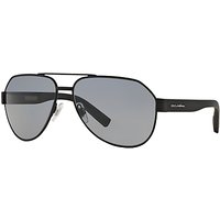 Dolce & Gabbana DG2149 Polarised Aviator Sunglasses, Black