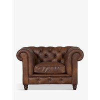 Halo Earle Aniline Leather Chesterfield Armchair, Antique Whisky