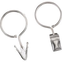 Rufflette Ring Clip Hooks, Pack Of 10, Chrome