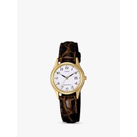 Lorus RXT94AX9 Women's Date Leather Strap Watch, Brown/White