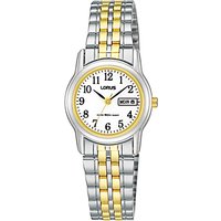 Lorus RXU11AX9 Women's Day Date Two Tone Bracelet Strap Watch, Silver/Gold