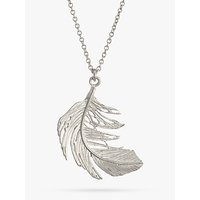 Alex Monroe Big Single Feather Necklace, Silver