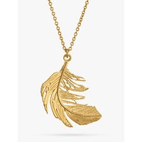 Alex Monroe Big Single Feather Pendant Necklace, Gold