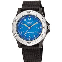 Lorus RRS59FX9 Boys' Fabric Strap Watch, Black/Blue