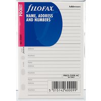 Filofax Name / Address / Phone Numbers Paper Inserts, Pocket
