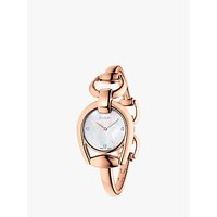 Gucci YA139508 Women's Horsebit Diamond Bracelet Strap Watch, Rose Gold/White