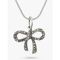 Nina B Sterling Silver Marcasite Bow Pendant, Silver