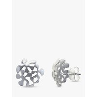 Nina B Flower Sterling Silver Stud Earrings, Silver