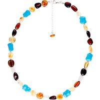 Be-Jewelled Sterling Silver Baltic Amber Bead Necklace, Amber