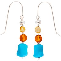Be-Jewelled Sterling Silver Baltic Amber Drop Earrings, Amber