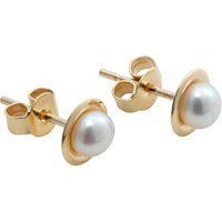 A B Davis 9ct Gold Freshwater White Pearl Stud Earrings, White