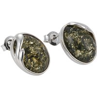 Goldmajor Oval Green Amber Stud Earrings