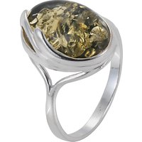 Goldmajor Green Amber Oval Silver Ring