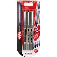 Uniball Rollerball Pens, Black, Pack Of 3