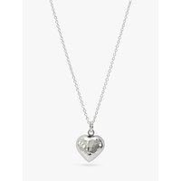 Andea Silver Hammered Puffed Heart Pendant Necklace
