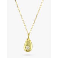 EWA 9ct Yellow Gold Diamond Teardrop Pendant Necklace