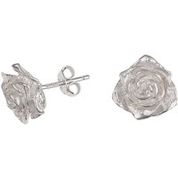 Dower & Hall Sterling Silver Rose Stud Earrings, Silver