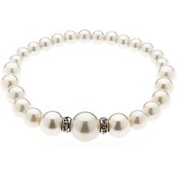 Finesse Graduated Pearl Rondelle Stretch Bracelet, White