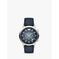 Emporio Armani AR2473 Men's Chronograph Degrade Dial Leather Strap Watch, Blue