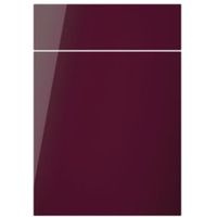 Cooke & Lewis Raffello High Gloss Aubergine Slab Drawerline Door & Drawer Front (W)500mm Set Door & 1 Drawer Pack