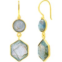 Auren 18ct Gold Vermeil Labradorite Hexagon Double Drop Earrings, Gold/Blue