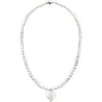 Martick Glass Heart And Faux Pearl Pendant Necklace