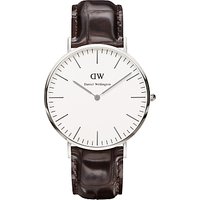 Daniel Wellington 0211DW Men's Classic York Leather Strap Watch, Dark Brown/White